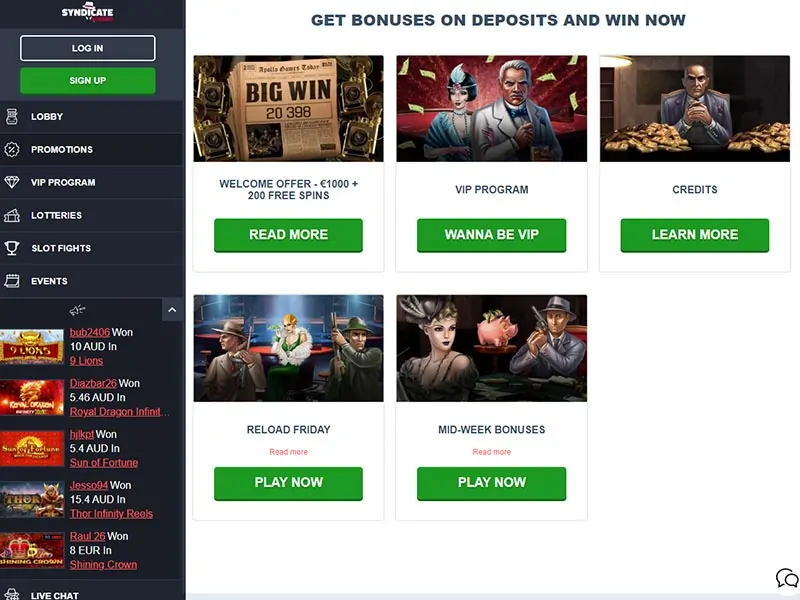 SYNDICATE CASINO: CLAIM GENEROUS DEALS AND PLAY TOP GAMES